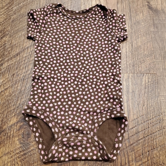 Carters Child of Mine Brown White Pink Bodysuit Cotton Baby Girl One Piece 3-6M - Picture 3 of 5